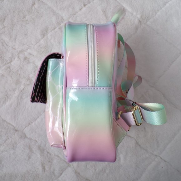 Luv Betsey Patent Logo Backpack with Front Pocket Pastel Multi-Color Rainbow main image 10